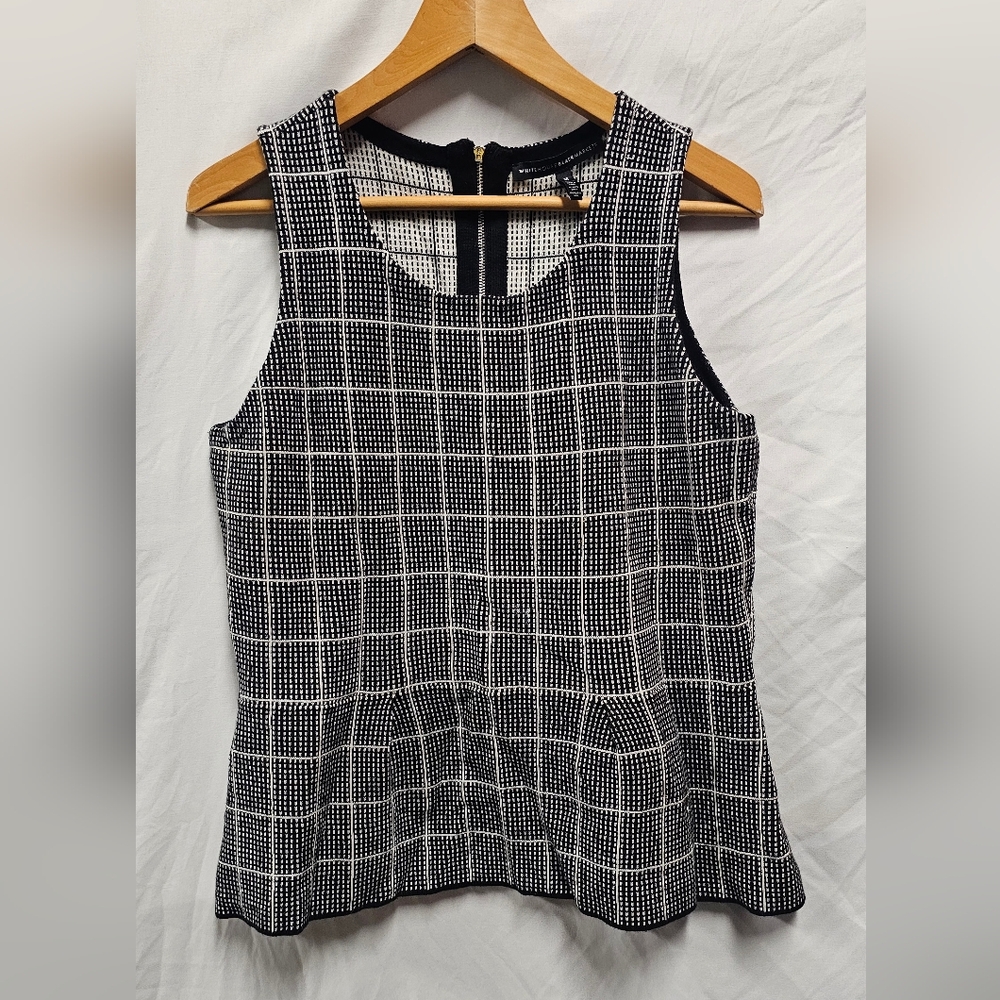 Women's Black and White Grid Tank Top